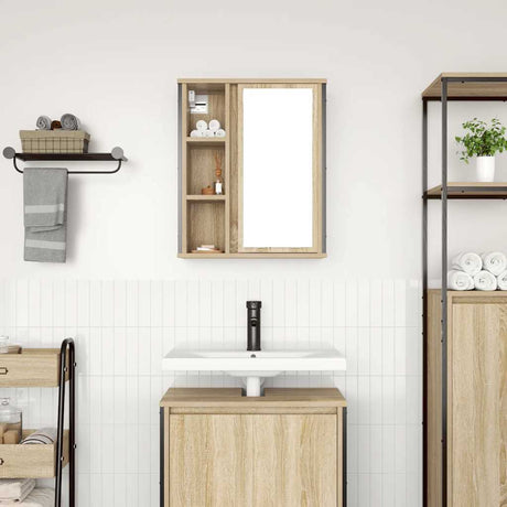 Vidaxl badkamerwandkast met spiegel 50x21x60 cm sonoma eikenkleurig