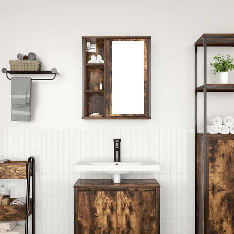 Vidaxl badkamerwandkast met spiegel 50x21x60 cm gerookt eikenkleurig
