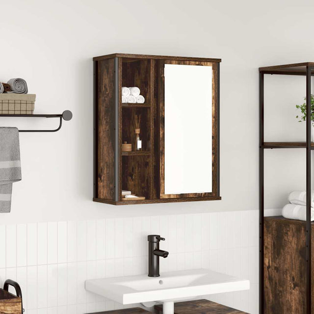 Vidaxl badkamerwandkast met spiegel 50x21x60 cm gerookt eikenkleurig