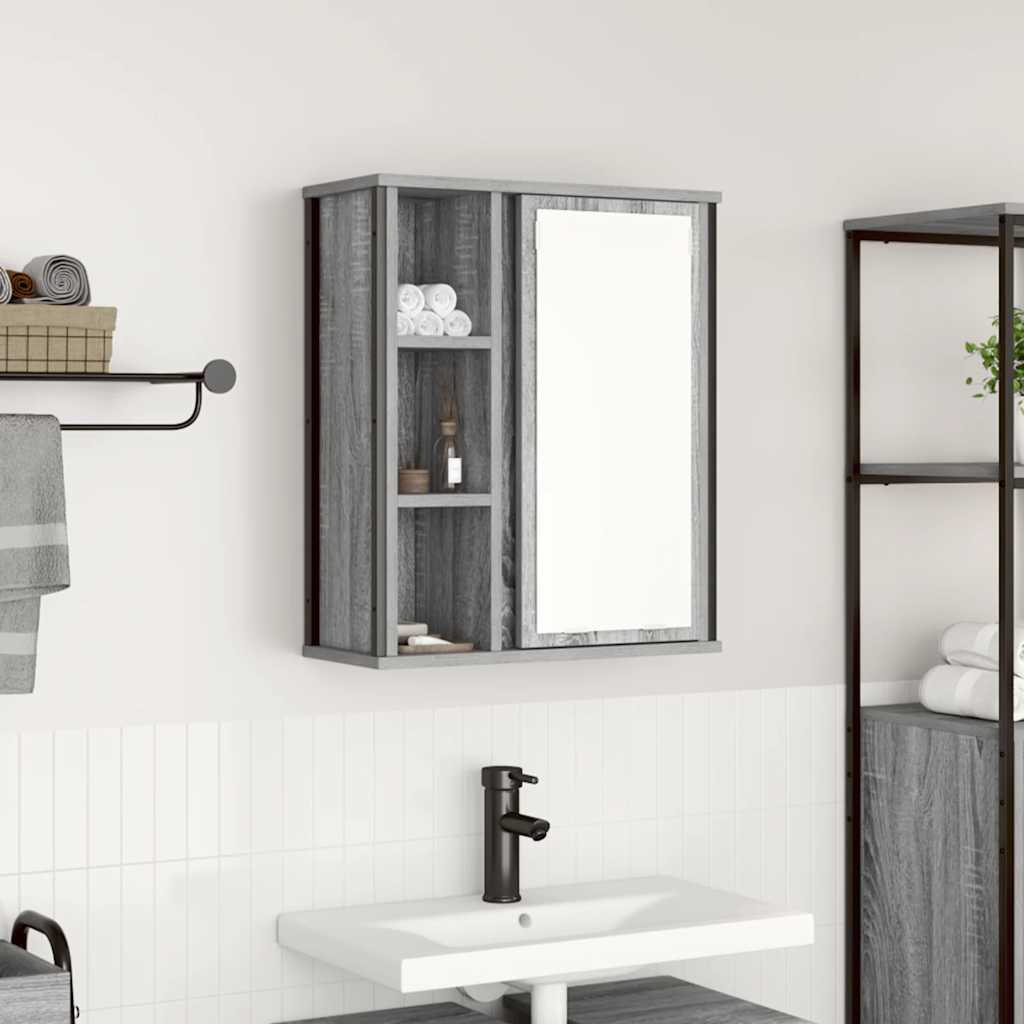 Vidaxl badkamerwandkast met spiegel 50x21x60 cm sonoma grijs