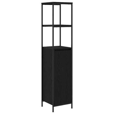 Vidaxl badkamermeubel met planken 36x35x165 cm zwart eikenkleurig