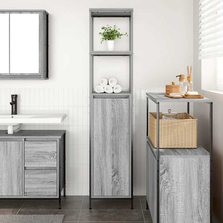 Vidaxl badkamermeubel met planken 36x35x165 cm grijs sonoma