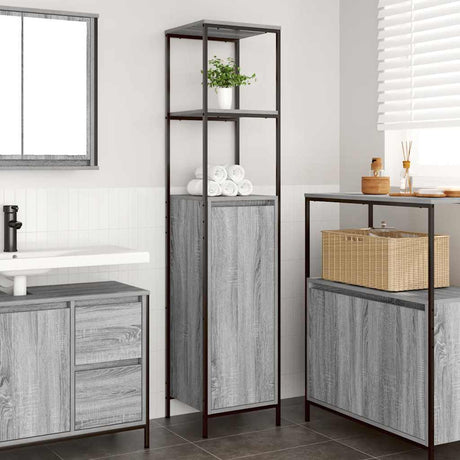 Vidaxl badkamermeubel met planken 36x35x165 cm grijs sonoma