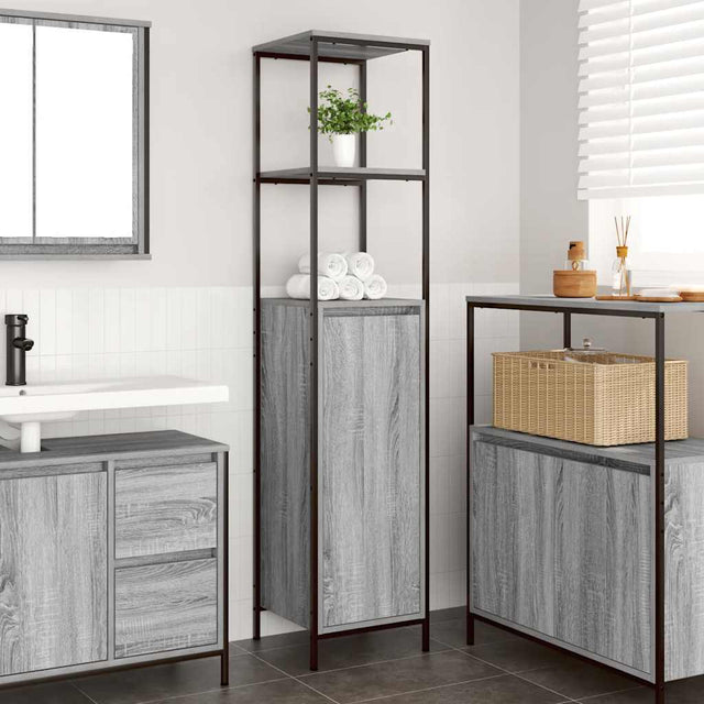 Vidaxl badkamermeubel met planken 36x35x165 cm grijs sonoma
