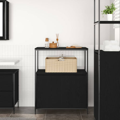 Vidaxl badkamermeubel met planken 76,5x35x95 cm zwart eikenkleurig