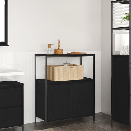 Vidaxl badkamermeubel met planken 76,5x35x95 cm zwart eikenkleurig