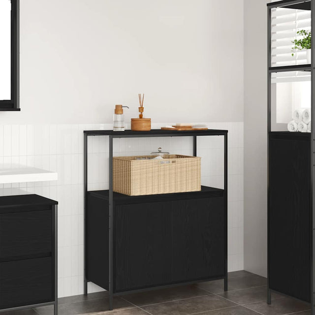 Vidaxl badkamermeubel met planken 76,5x35x95 cm zwart eikenkleurig