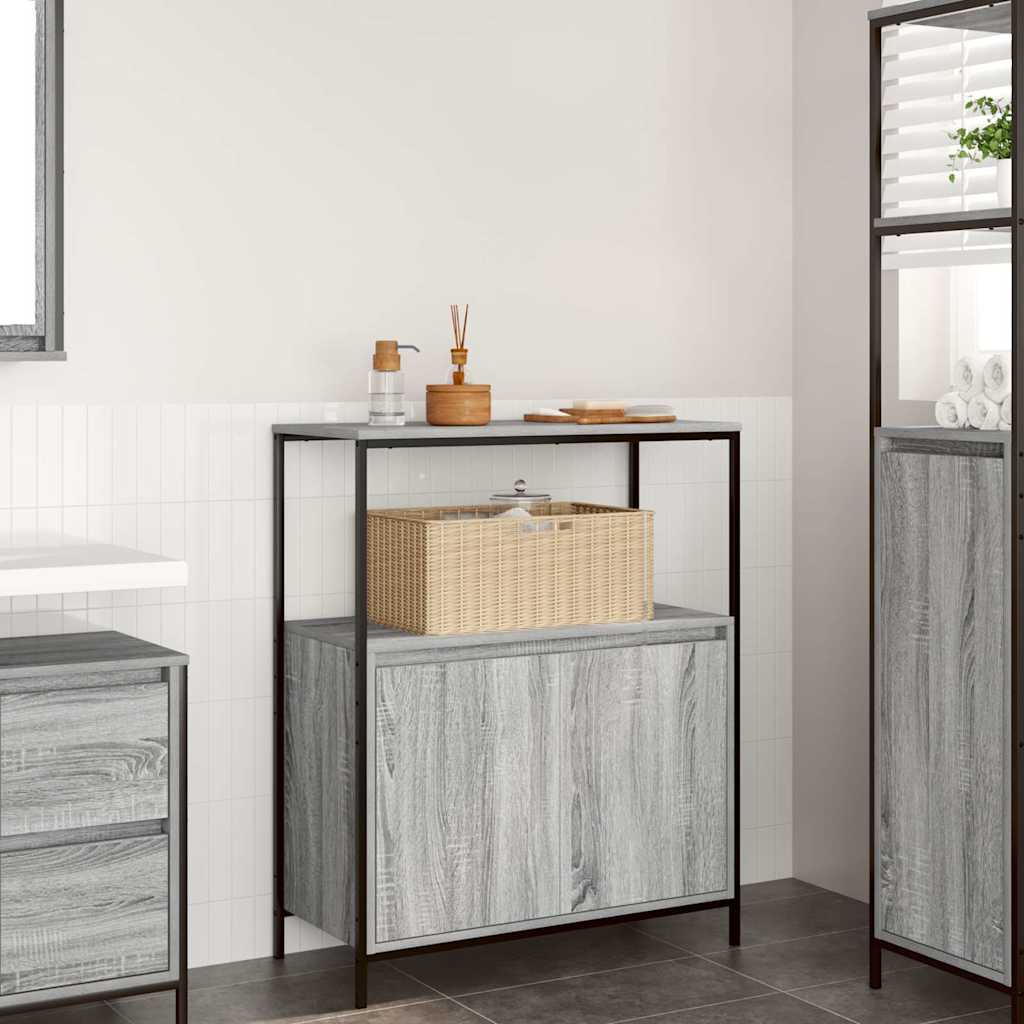 Vidaxl badkamermeubel met planken 76,5x35x95 cm grijs sonoma