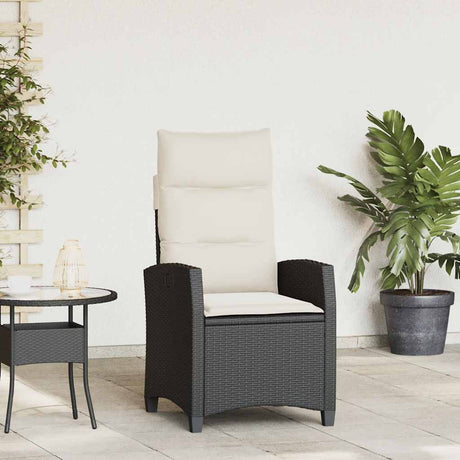Vidaxl verstelbare tuinstoel met bijzettafel poly rattan zwart