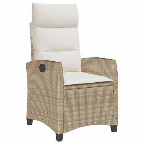 Vidaxl verstelbare tuinstoel met bijzettafel poly rattan beige