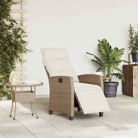 Vidaxl verstelbare tuinstoel met bijzettafel poly rattan beige