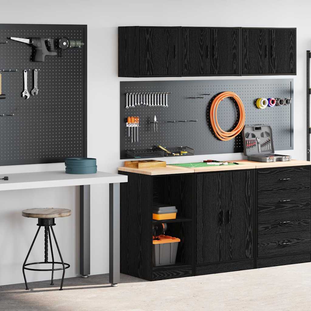 Vidaxl garagekasten 2 st spaanplaat zwart