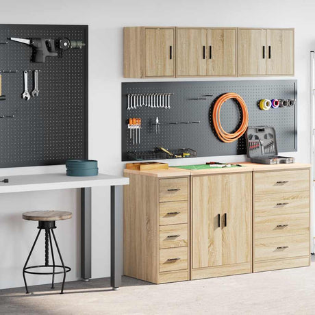 Vidaxl garagekasten 2 st spaanplaat sonoma eikenkleurig