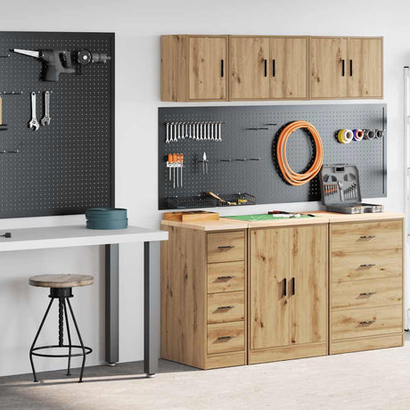 Vidaxl garagekasten 2 st bewerkt hout ambachtelijk eikenhout