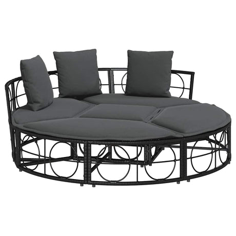Vidaxl loungebed voor buiten zonder luifel poly rattan zwart