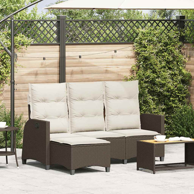 Vidaxl verstelbare tuinbank met kussens l-vormig poly rattan bruin
