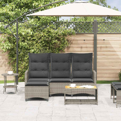 Vidaxl verstelbare tuinbank met kussens l-vormig poly rattan grijs