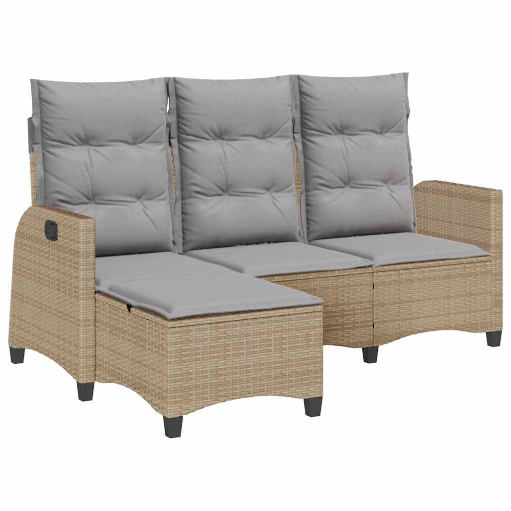 Vidaxl verstelbare tuinbank met kussens l-vormig beige poly rattan