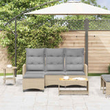 Vidaxl verstelbare tuinbank met kussens l-vormig beige poly rattan