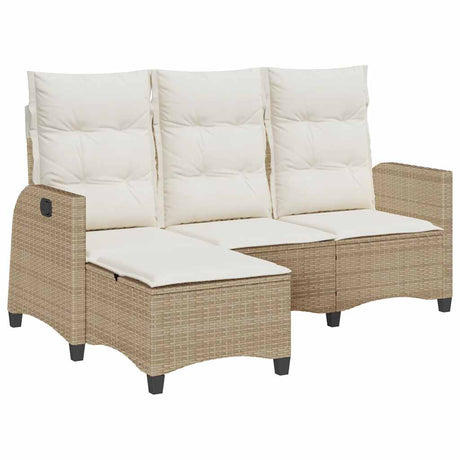 Vidaxl verstelbare tuinbank met kussens l-vormig beige poly rattan