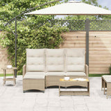 Vidaxl verstelbare tuinbank met kussens l-vormig beige poly rattan