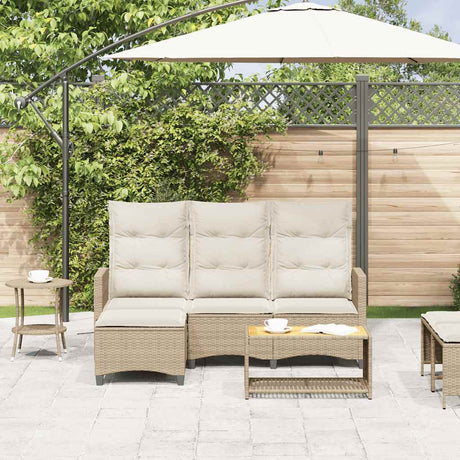 Vidaxl verstelbare tuinbank met kussens l-vormig beige poly rattan