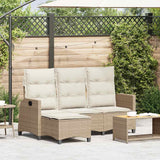 Vidaxl verstelbare tuinbank met kussens l-vormig beige poly rattan