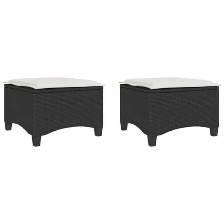 Vidaxl tuinkrukken met kussens 2 st 55x55x36 cm poly rattan zwart