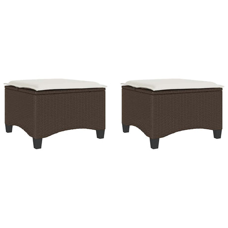 Vidaxl tuinkrukken met kussens 2 st 55x55x36 cm poly rattan bruin