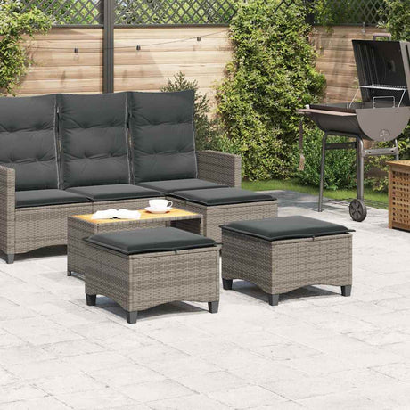 Vidaxl tuinkrukken met kussens 2 st 55x55x36 cm poly rattan grijs