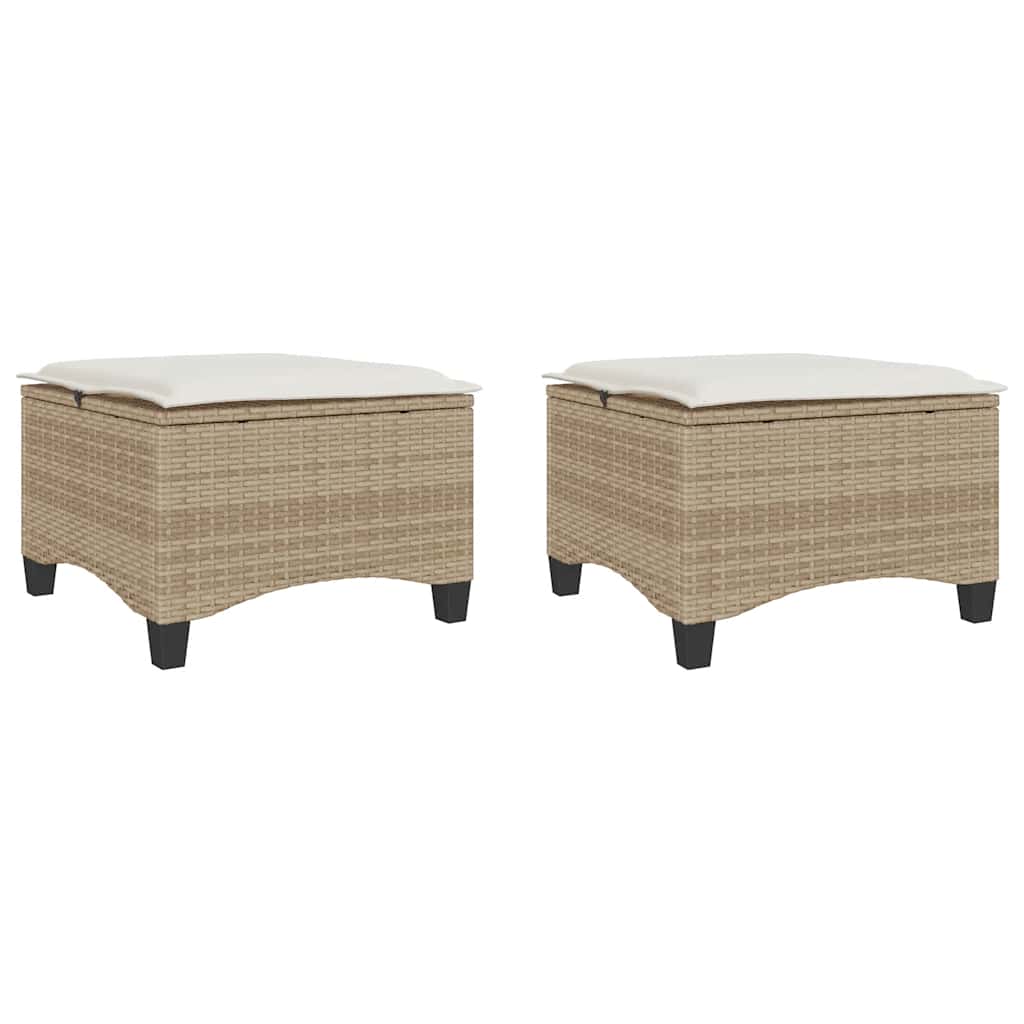 Vidaxl tuinkrukken met kussens 2 st 55x55x36 cm poly rattan beige