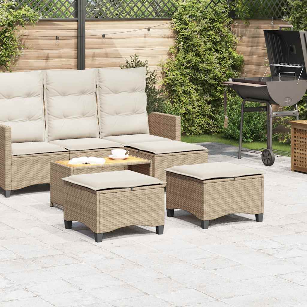 Vidaxl tuinkrukken met kussens 2 st 55x55x36 cm poly rattan beige
