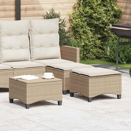 Vidaxl tuinkrukken met kussens 2 st 55x55x36 cm poly rattan beige