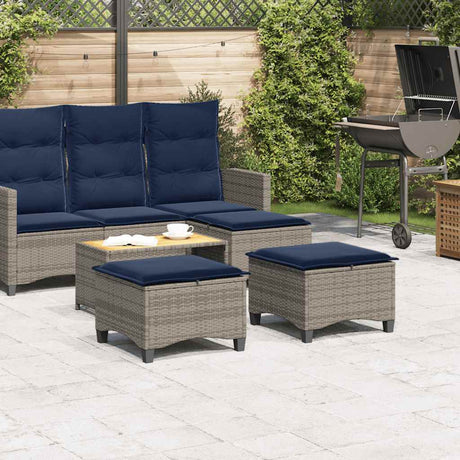 Vidaxl tuinkrukken met kussens 2 st 55x55x36 cm poly rattan grijs