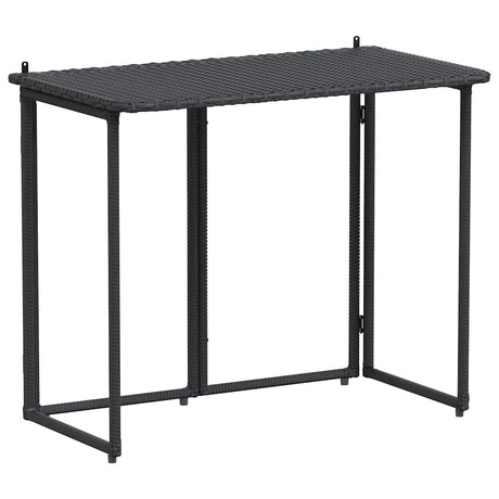 Vidaxl tuintafel inklapbaar 90x51x75 cm poly rattan zwart