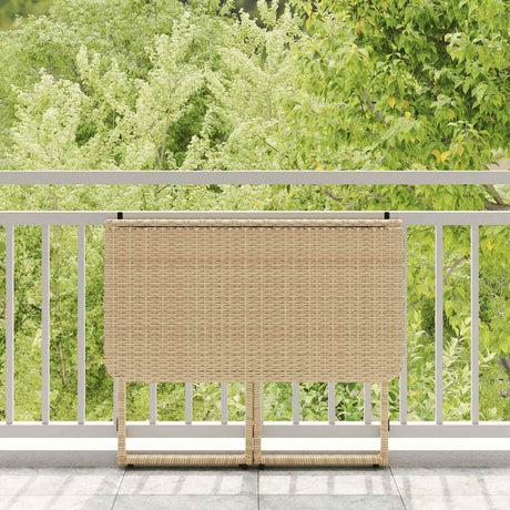 Vidaxl tuintafel inklapbaar 90x51x75 cm poly rattan beige