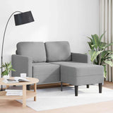 Vidaxl 2-zitsbank met ligstoel l-vormig lichtgrijs 125 cm stof