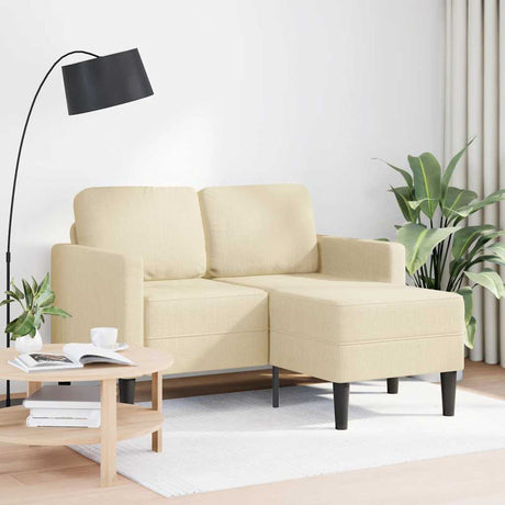 Vidaxl 2-zitsbank met ligstoel l-vormig crèmekleurig stof 125 cm