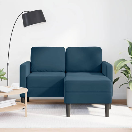 Vidaxl 2-zitsbank met ligstoel l-vormig 125 cm fluweel blauw