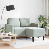 Vidaxl 2-zitsbank met ligstoel l-vormig lichtgrijs 125 cm fluweel
