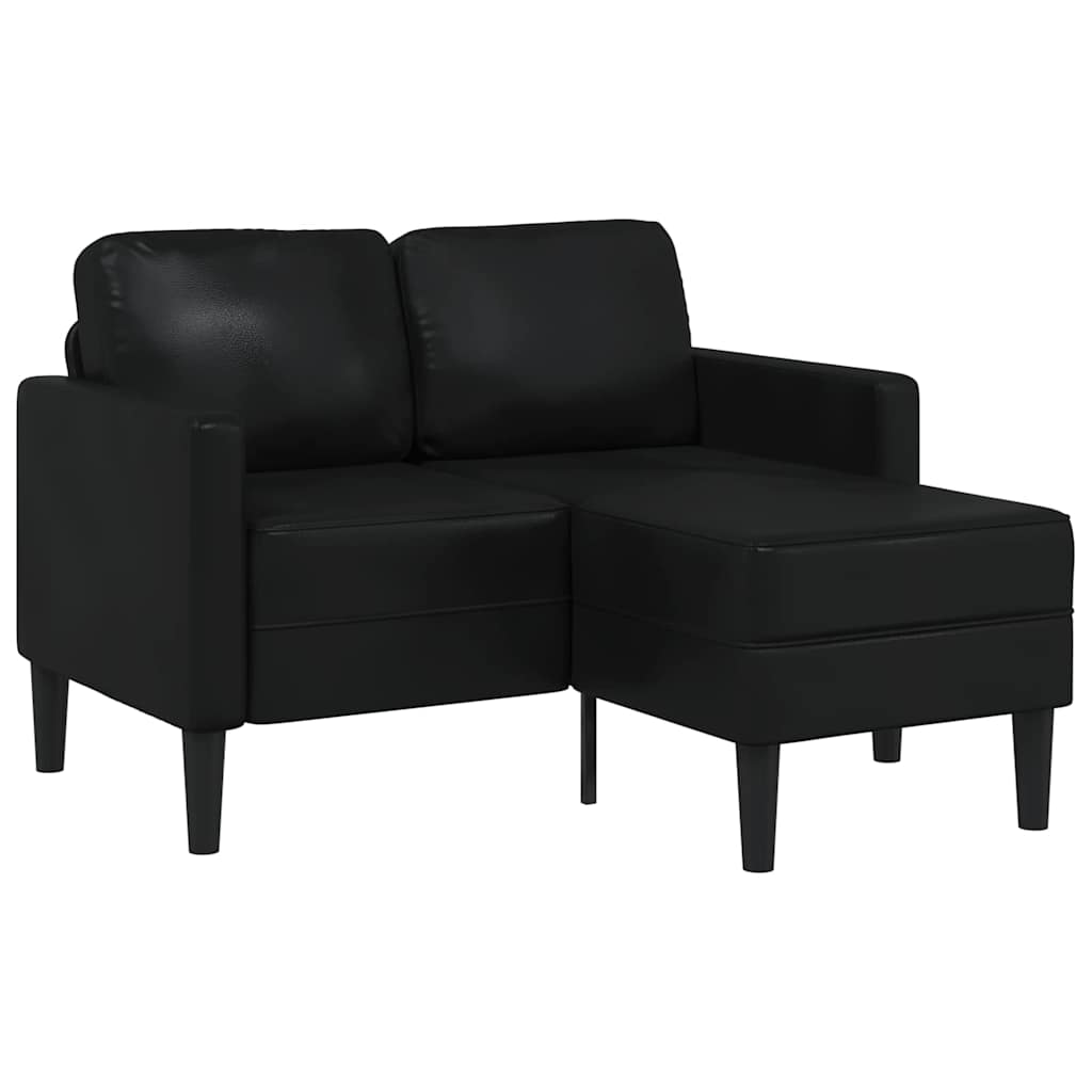 Vidaxl tweezitsbank met chaise longue l-vorm zwart 125 cm kunstleer