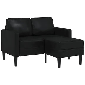 Vidaxl tweezitsbank met chaise longue l-vorm zwart 125 cm kunstleer