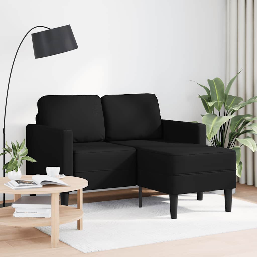 Vidaxl tweezitsbank met chaise longue l-vorm zwart 125 cm kunstleer