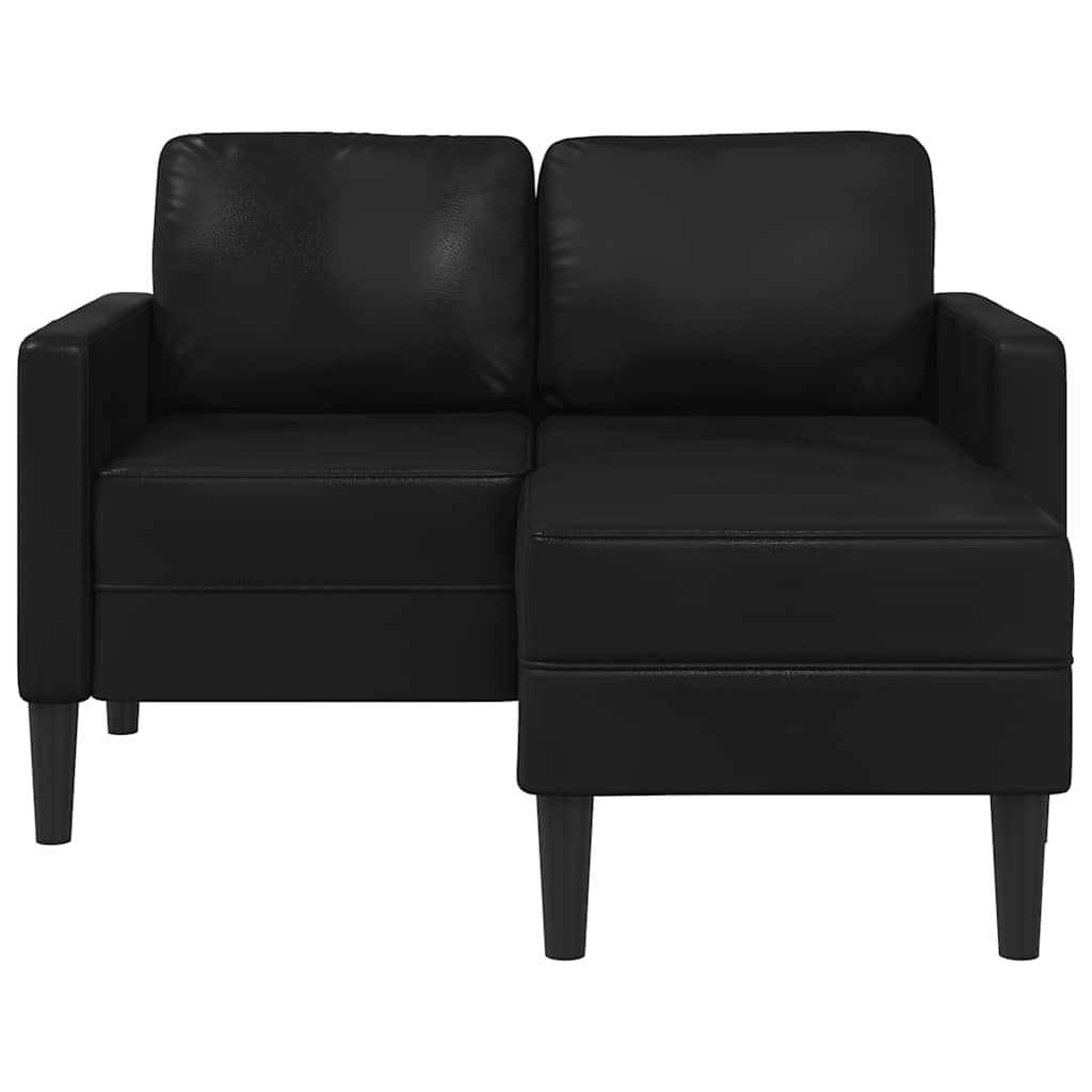 Vidaxl tweezitsbank met chaise longue l-vorm zwart 125 cm kunstleer