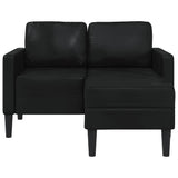 Vidaxl tweezitsbank met chaise longue l-vorm zwart 125 cm kunstleer