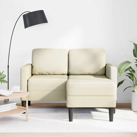 Vidaxl 2-zitsbank met ligstoel l-vormig crèmekleurig 125 cm kunstleer