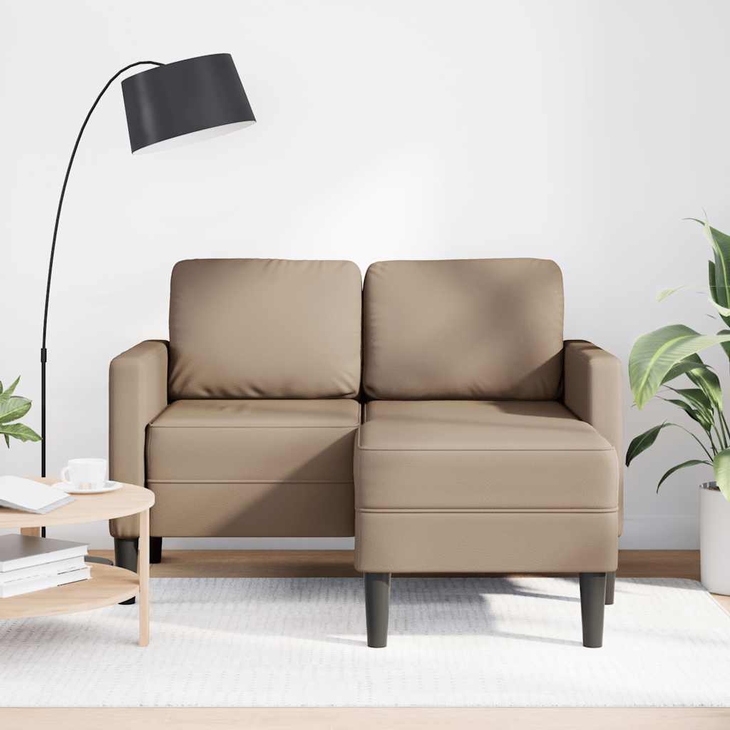 Vidaxl 2-zitsbank met chaise longue l-vorm cappuccino 125 cm kunstleer