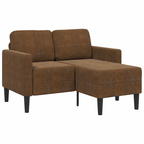 Vidaxl 2-zitsbank met chaise longue l-vormig bruin 125 cm kunstleer