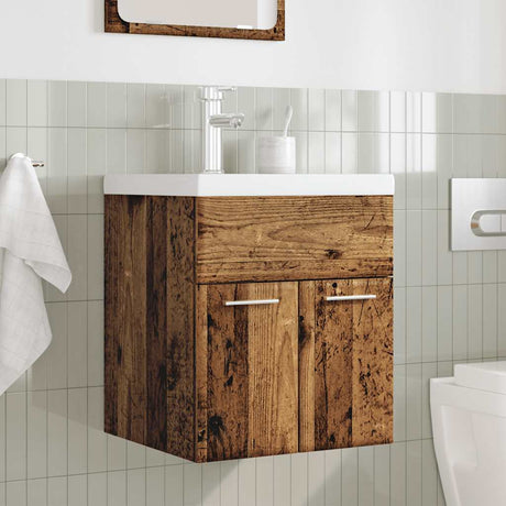 Vidaxl 2-delige badkamermeubelset bewerkt hout oud houtkleurig
