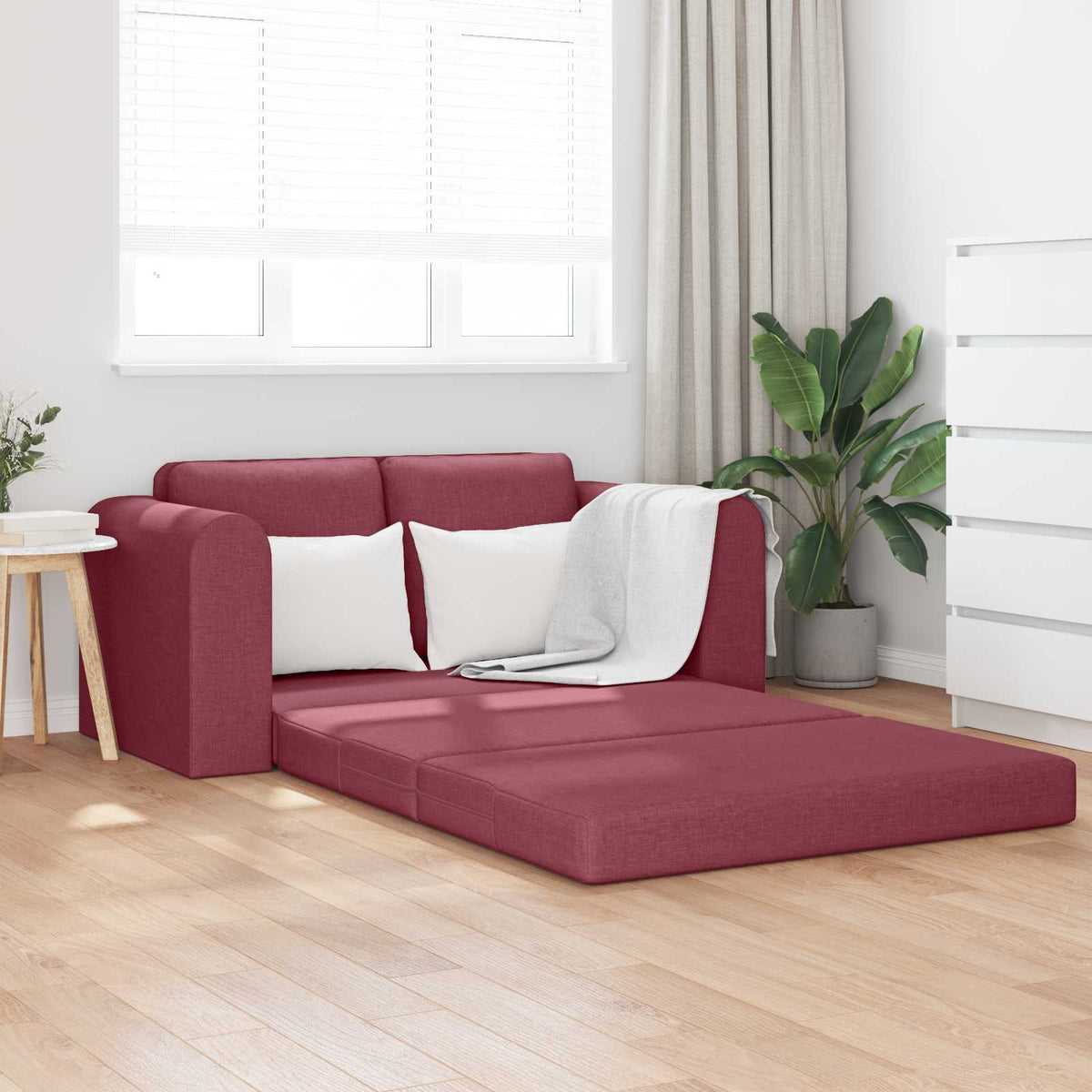 Vidaxl slaapbank wijnrood 148 x 71 x 83 cm stof